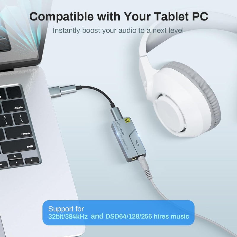 EYTSE مضخم صوت سماعات الرأس المحمول USB C HA05 المحسن، HiFi 32Bit/384kHz DSD256 مع فك تشفير مزدوج CS43131، محول DAC صغير، مخرجات متوازنة 3.5mm/4.4mm، محول صوت للهواتف/الكمبيوترات/اللاب توب/الأجهزة اللوحية - Image 5